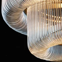 Bovola Modern Luxury Clear Glass Rod Bronze Chandelier With 24 Light Bulbs