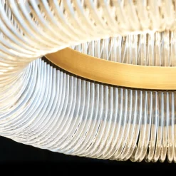 Bovola Modern Luxury Clear Glass Rod Bronze Chandelier With 24 Light Bulbs