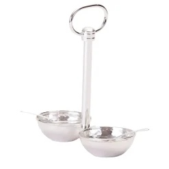 2-Bowl Silver Salt & Pepper Cruet