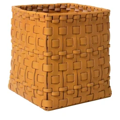 Braided Square-Cut Ocher Basket by Oscar Maschera