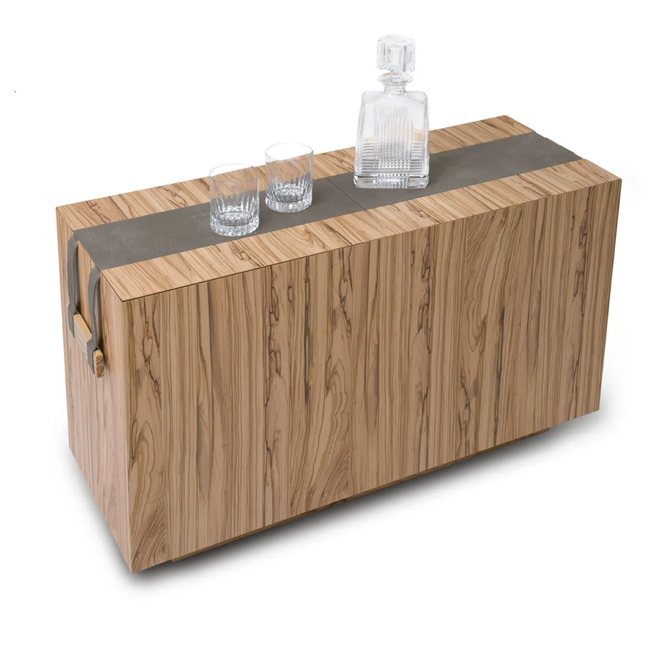 Brandy Olive-Wood Bottle-Holder Table