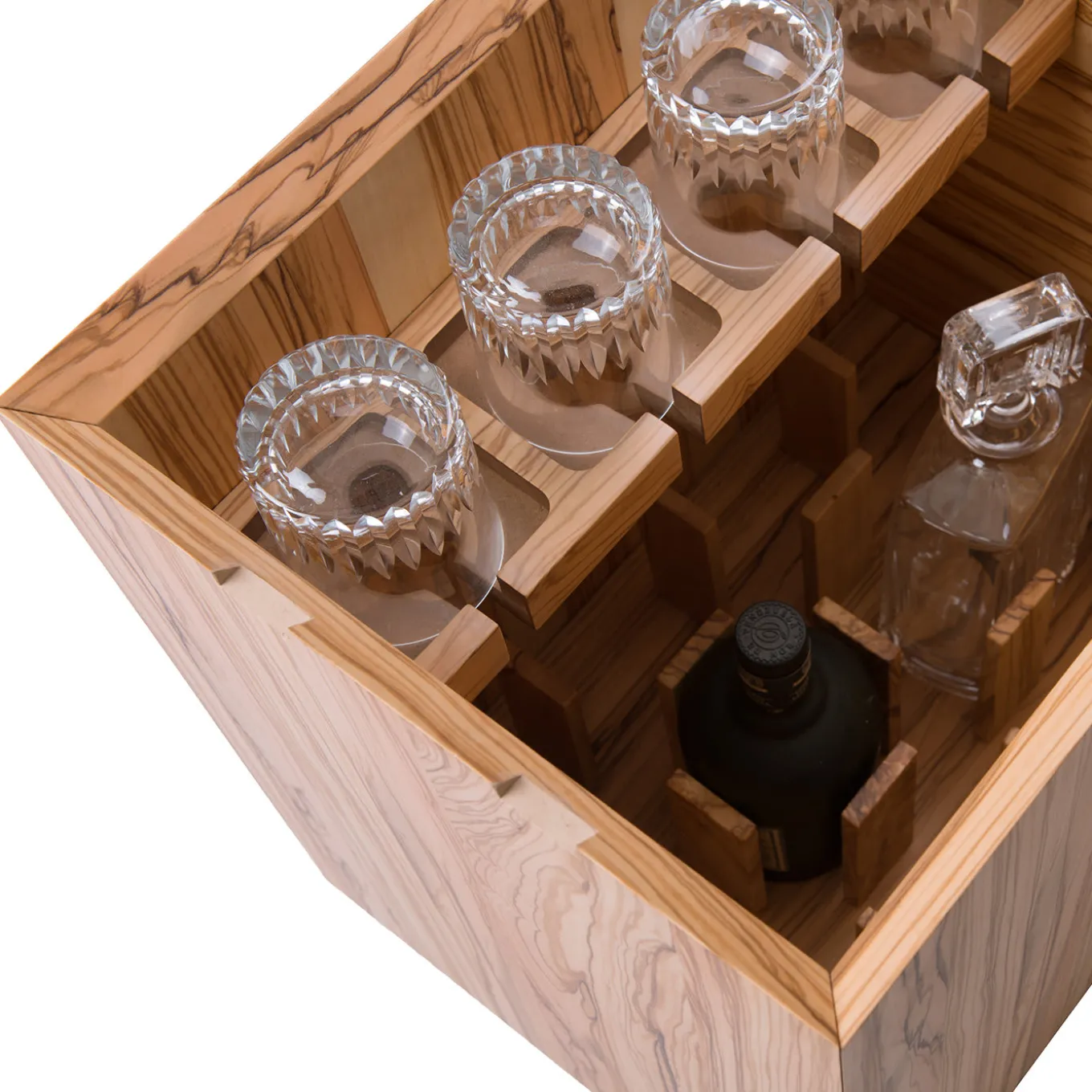 Brandy Olive-Wood Bottle-Holder Table