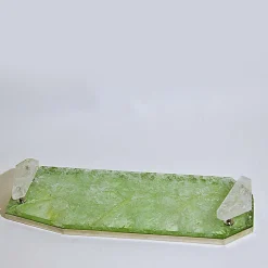 Brass Tray in Green and Hyaline Quartz