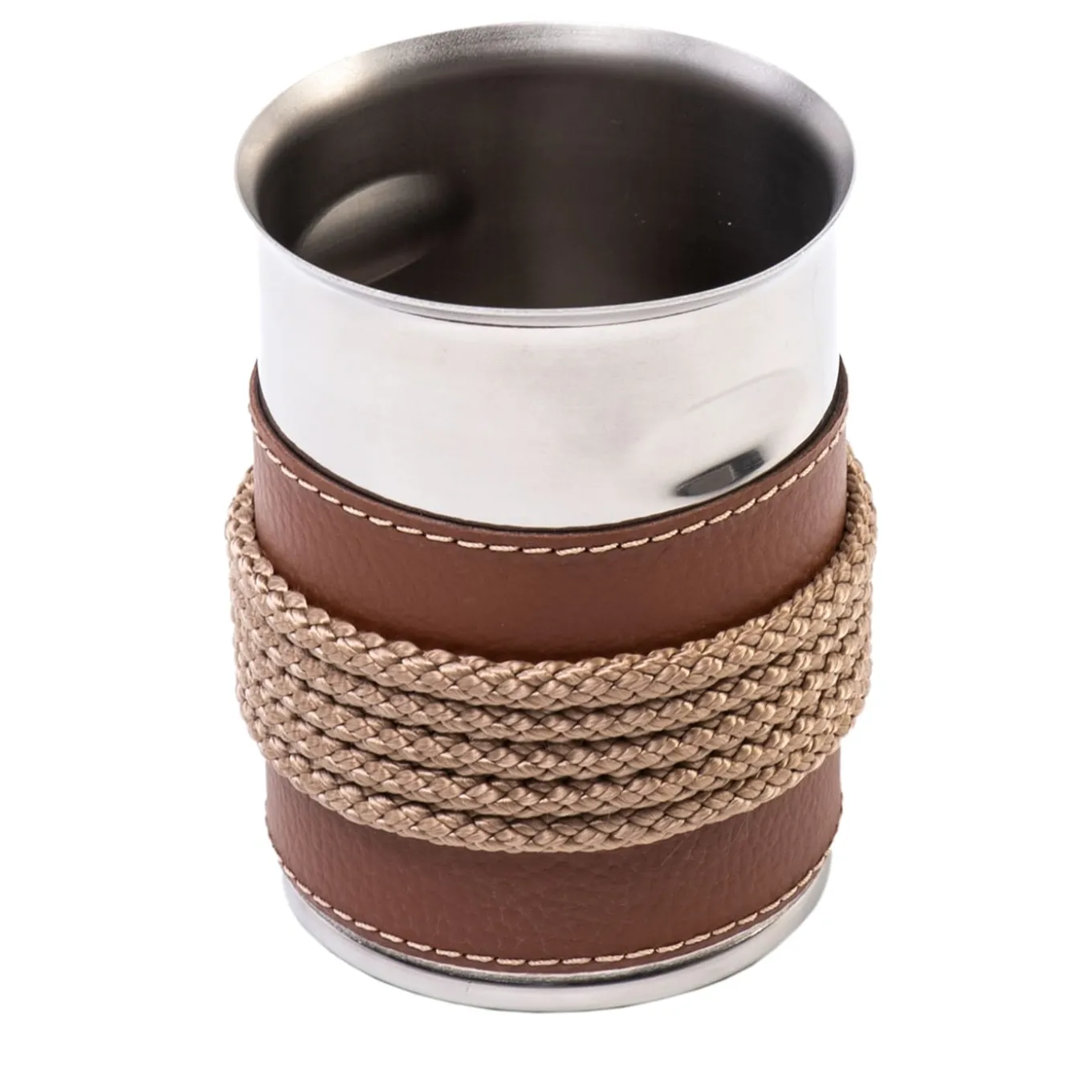 Breadstick Holder with Beige Eco-Leather and Rope Inserts