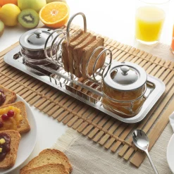 Breakfast Set of Toast Holder and 2 Jam Pots