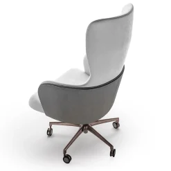 Brera Gray & White Swivel Office Armchair on Castors