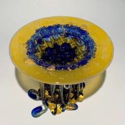 Bright Orange And Blue Glass Sculpture