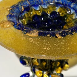 Bright Orange And Blue Glass Sculpture