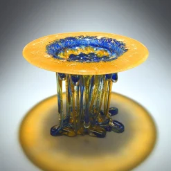 Bright Orange And Blue Glass Sculpture
