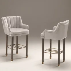 Brio White Leather Bar Stool