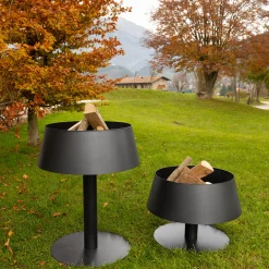 BR113N Lampada Alta round Black Steel Firepit
