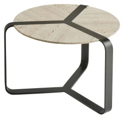 Brooklyn White Travertino Marble And Metal Legs Coffee Table