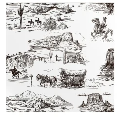 Brown and White Western Wallpaper in Retro Comics Style