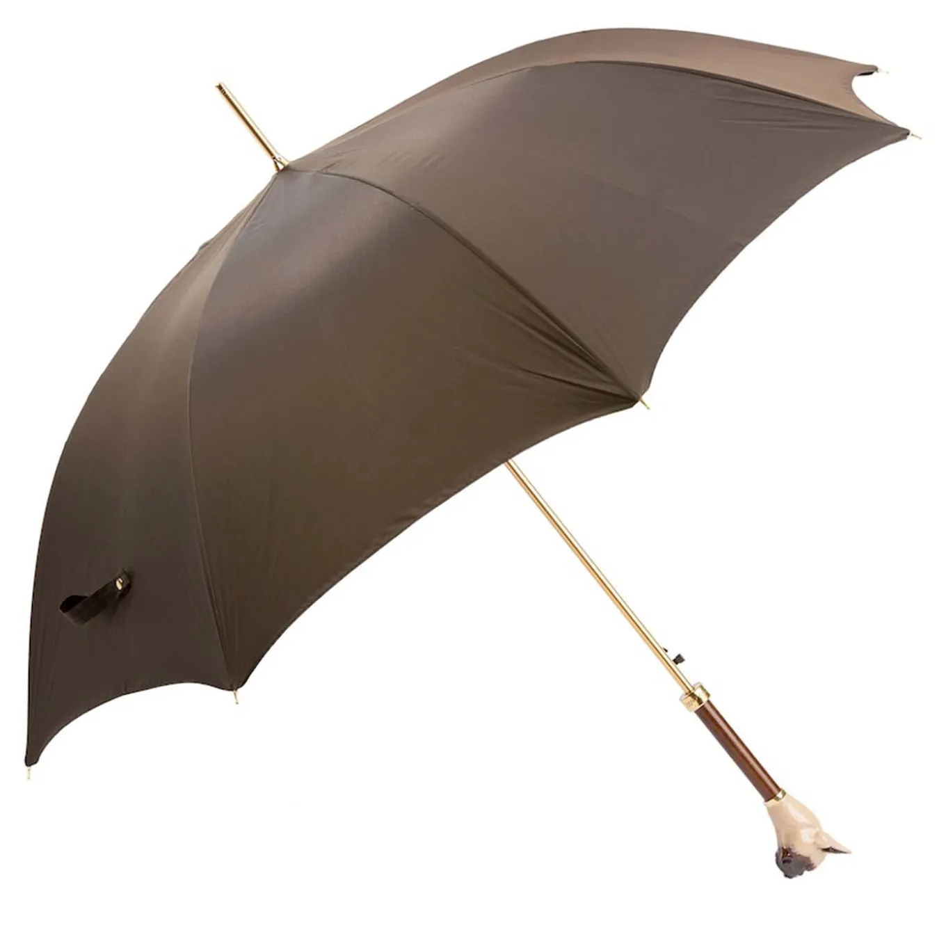 Brown Umbrella with French Bulldog Handle