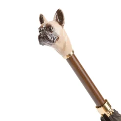 Brown Umbrella with French Bulldog Handle