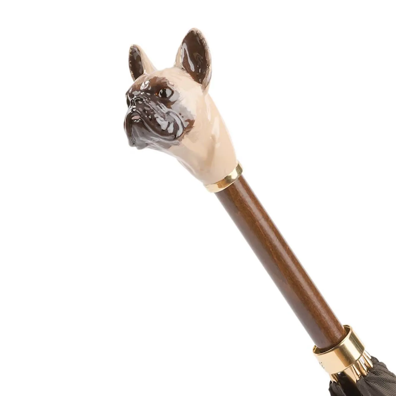 Brown Umbrella with French Bulldog Handle