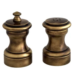 Brushed Bronze Plated Brass Pepper Mill And Salt Shaker