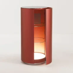 Brushed Red Cylindrical Cabinet