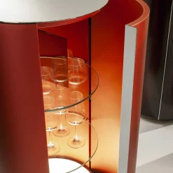 Brushed Red Cylindrical Cabinet