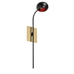 B'Tulip Black and Red Brass Wall Sconce