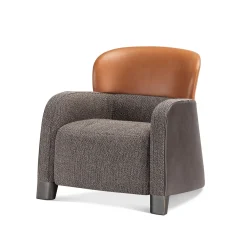 Bucket Brown/Gray Armchair with Low Headrest