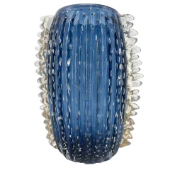 Bulging Submerged-Balloton Navy-Blue & Transparent Vase