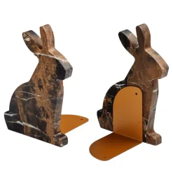 Bunny Set of 2 Black & Gold Bookends by Alessandra Grasso