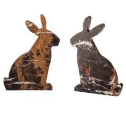 Bunny Set of 2 Black & Gold Bookends by Alessandra Grasso