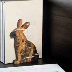 Bunny Set of 2 Black & Gold Bookends by Alessandra Grasso