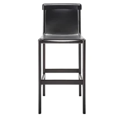 Burano/sg 30 Black Leather Bar Stool by Balutto Associati