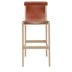 Burano/sg 30 Brown Leather Bar Stool by Balutto Associati