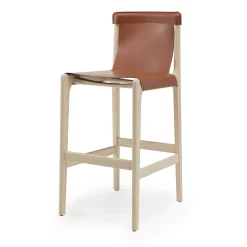 Burano/sg 30 Brown Leather Bar Stool by Balutto Associati