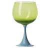 Burlesque Acid-Green & Light-Blue Stem Glass by Stefano Marcato