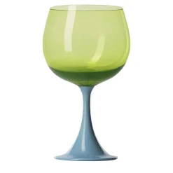 Burlesque Acid-Green & Light-Blue Stem Glass by Stefano Marcato