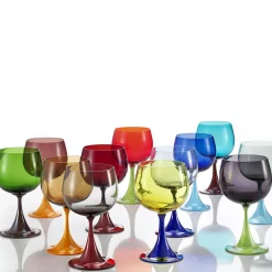 Burlesque Coral & Gray Stem Glass by Stefano Marcato