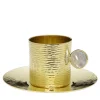 Bus Demitasse Gold plated Cup with Saucer and Stirring Stick