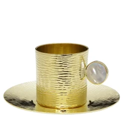 Bus Demitasse Gold plated Cup with Saucer and Stirring Stick