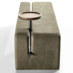 Butter Leather Bench with Tray