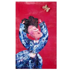 Butterfly Girl Velvet Silk Hand-Painted Tapestry