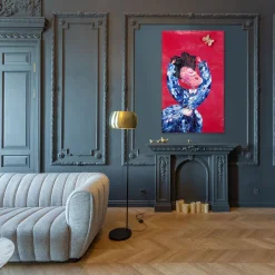 Butterfly Girl Velvet Silk Hand-Painted Tapestry