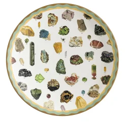 Cabinet De Curiosités Porcelain Charger Plate With Minerals