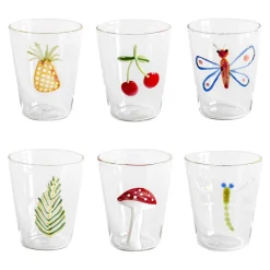 Cabinet De Curiosités Set Of 6 Water Glasses With Natural Elements