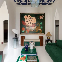 Cabochon Curved Green Sofa