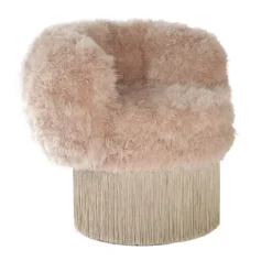 Cachemire Fur Pirouette Swivel Armchair by Lorenza Bozzoli