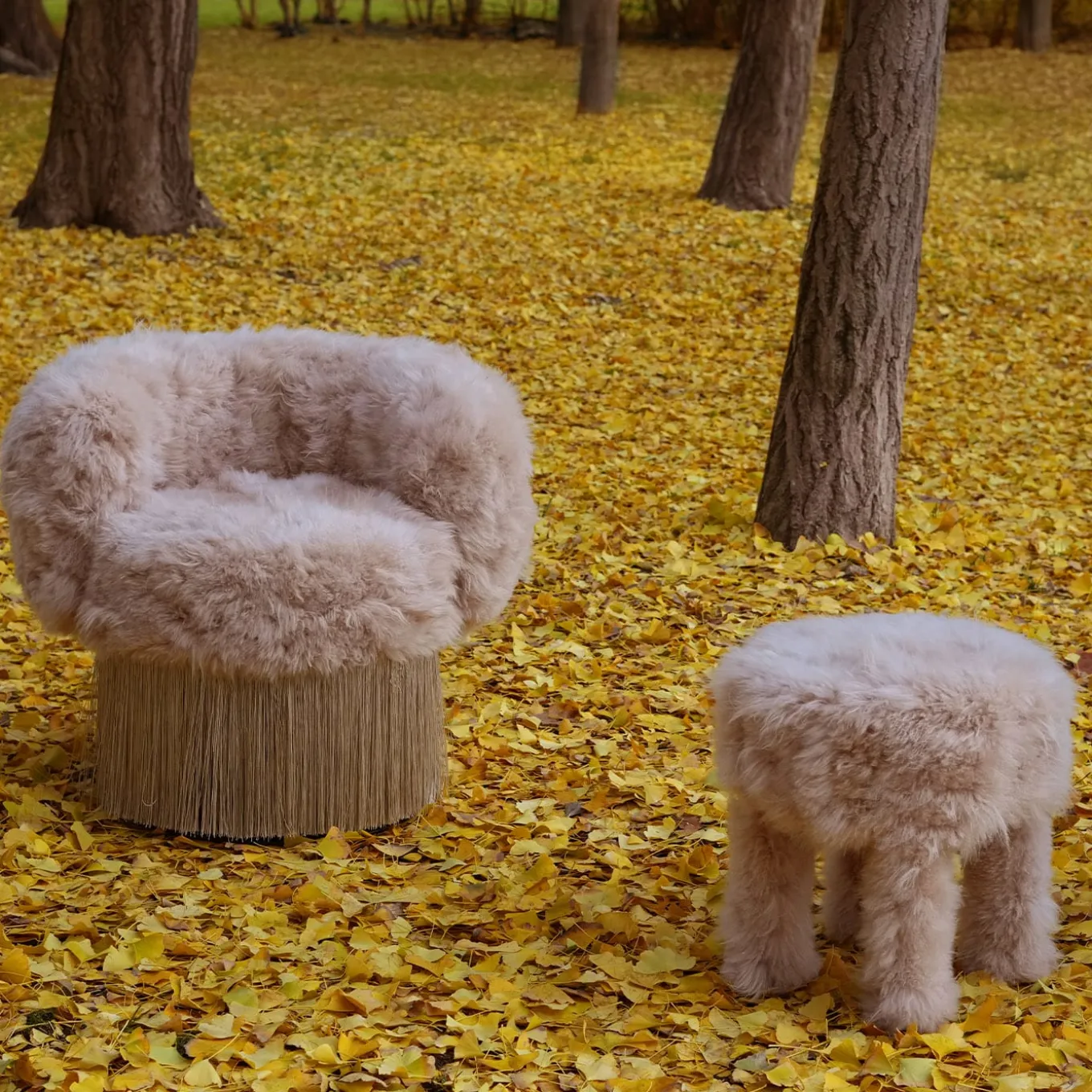 Cachemire Fur Pouf by Lorenza Bozzoli