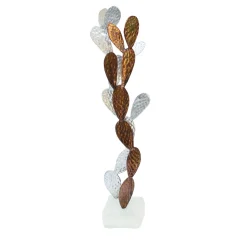 Cactus Doppia Vite Misto natural and bronzed aluminum Decorative Sculpture