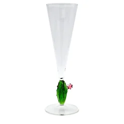 Cactus Mania Set of 4 Flutes in Green