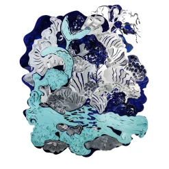 Caelum Contingo Blu Di Prussia Wall Sculpture by Matteo Cibic