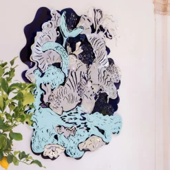 Caelum Contingo Blu Di Prussia Wall Sculpture by Matteo Cibic