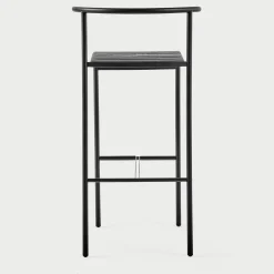 Café Chair Black Bar Stool with Black Rubber Straps Seat